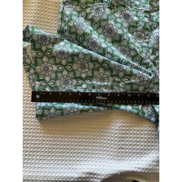 Lands End Bermuda Shorts Womens 14 Mid Rise Blue Green Floral Print Pockets - Picture 12 of 15